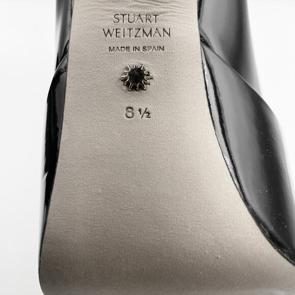 Stuart Weitzman Skyhigh 145 Platform Bootie US 8.5 Black Vinyl Pull On NWOB - Picture 14 of 14